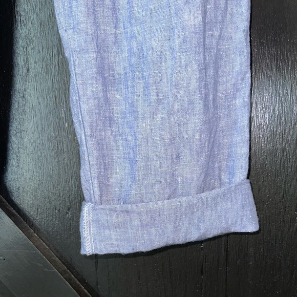 Tommy Bahama Blue 100% Linen Chambray Coconut Shell Button Breathable Pants S/P - Picture 8 of 14